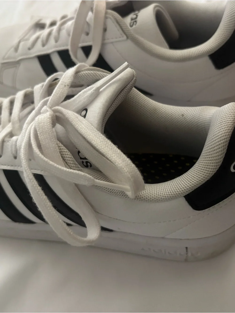 adidas White Sneakers with Black Stripes - Women's
